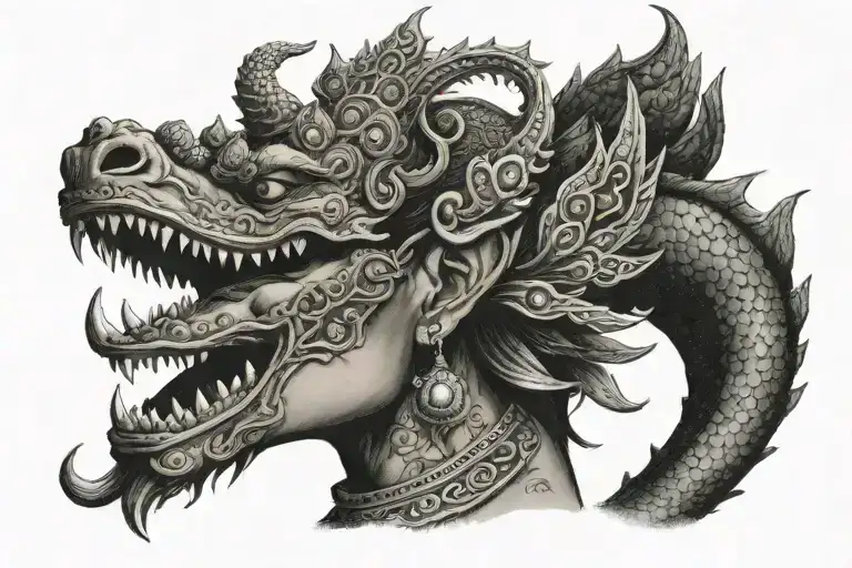 Cambodian Naga With Apsara Crown And Jewelry