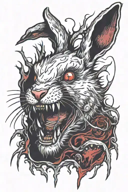Scary Rabbit With Teeth And Blood