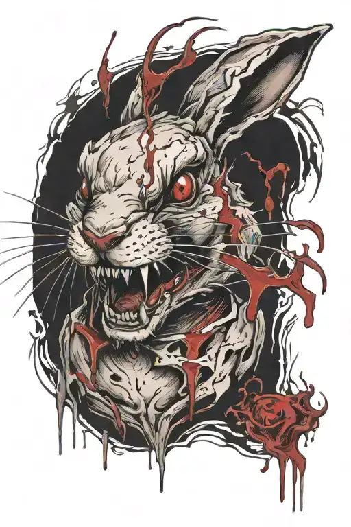 Scary Rabbit With Teeth And Blood