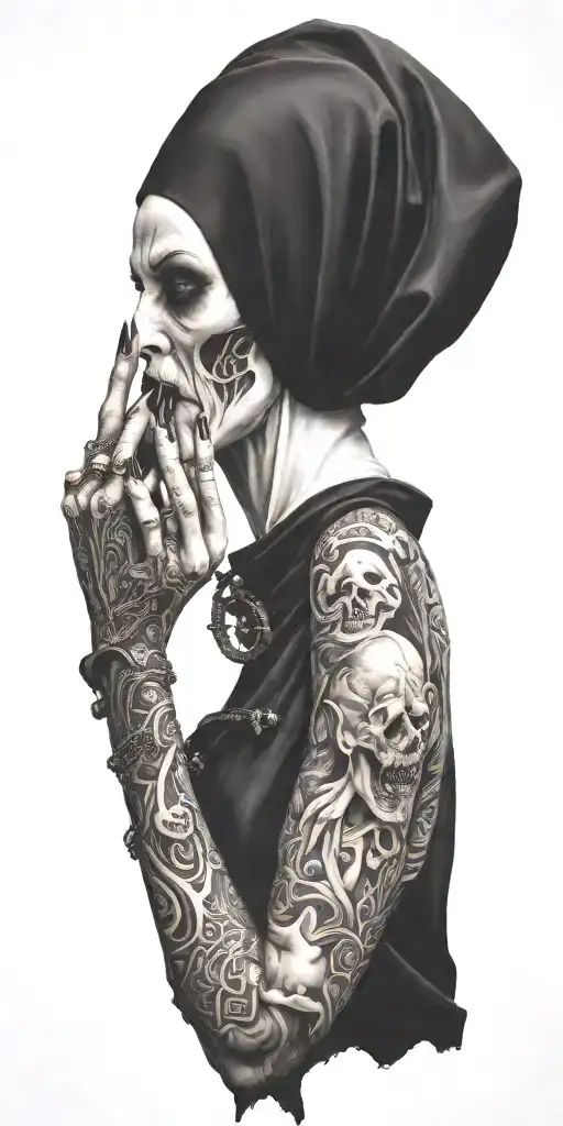 Full Sleeve Nun Smoking