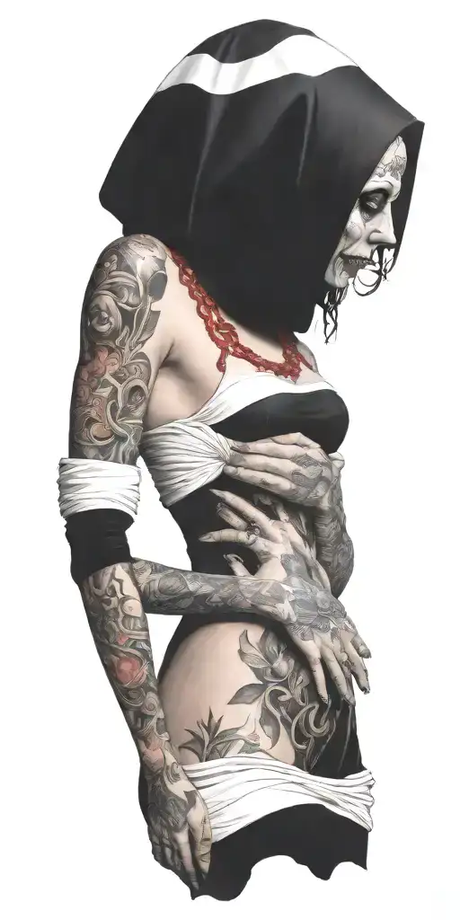 Full Sleeve Nun Smoking