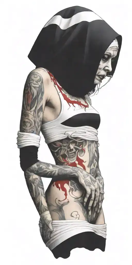 Nun Smoking Cigarette