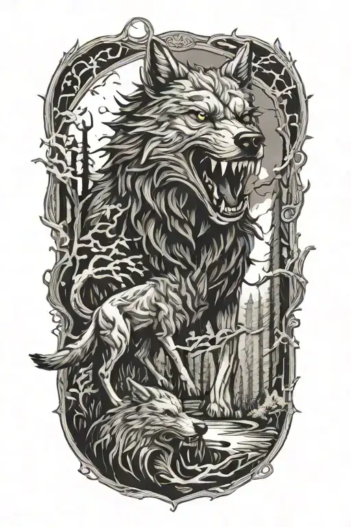Fenrir Wolf And Forest