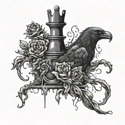 Rook Chess Piece With Flowers Growing