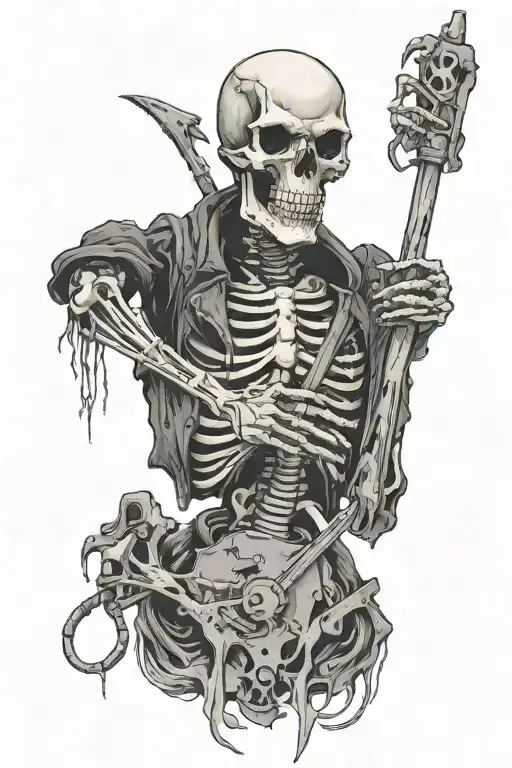 Metalhead Skeleton Holding