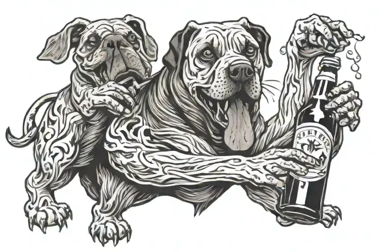 Dog Cheering With Beer Bottle