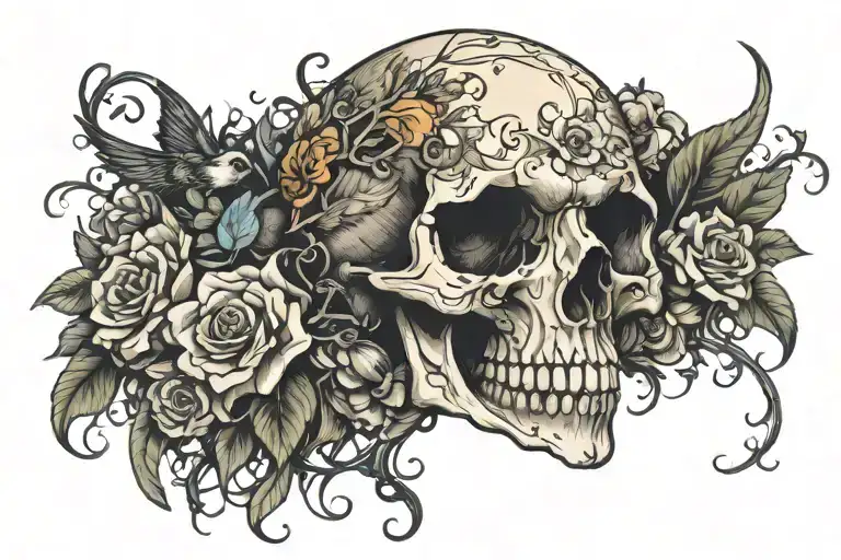 Floral Bird Skull