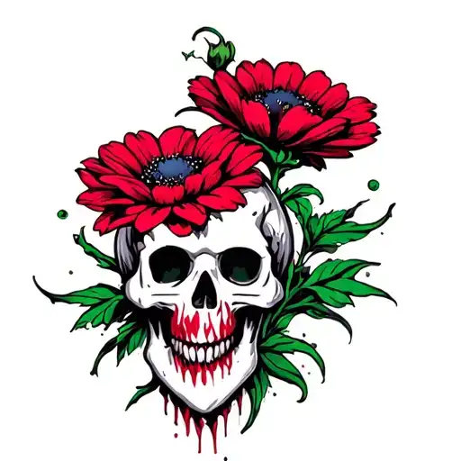 Cute Flower Sharp Skull Inside