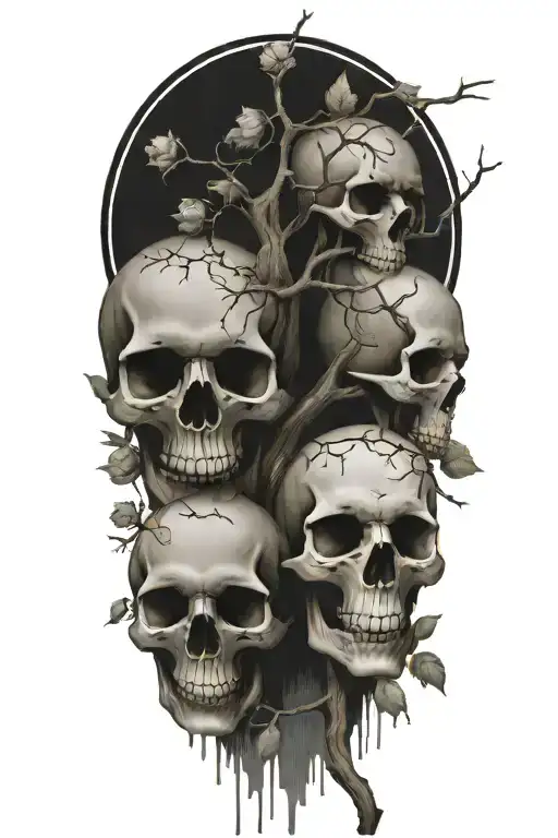 Skulls On A Branch Like Flowers Growing