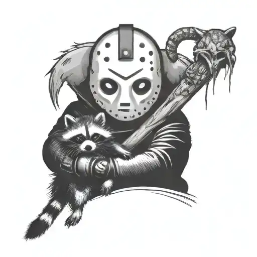 Jason Voorhees Holding A Baby Racoon
