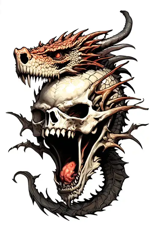 Dragon Killed A Demon Skull