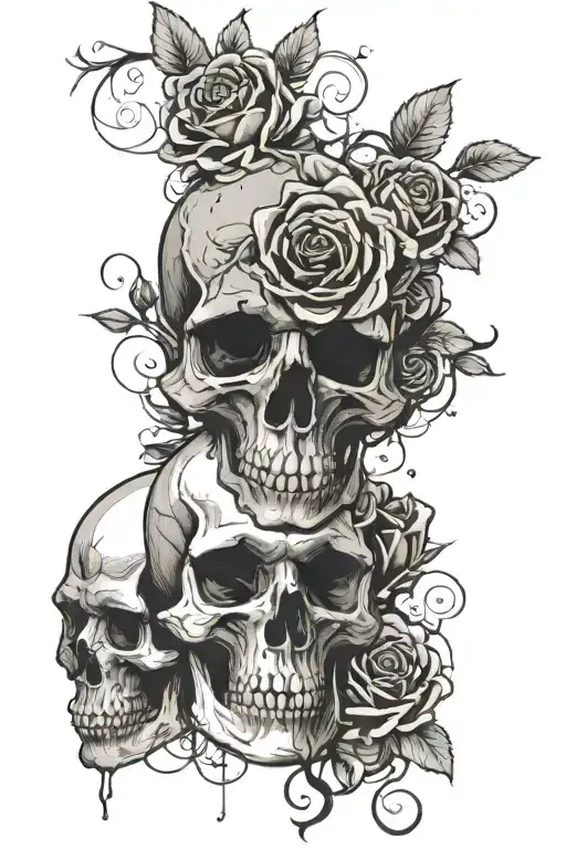 Roses And Skulls Representing Dark Periods