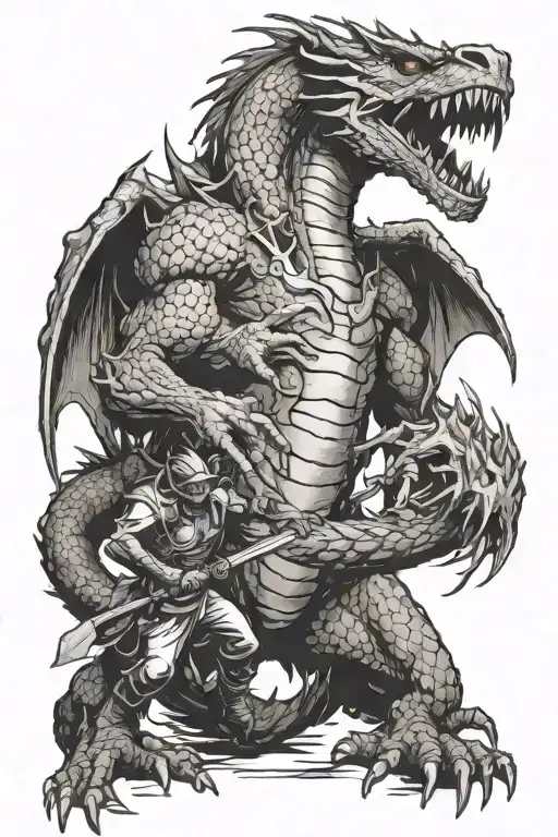 Monster And Guardias Fight Dragon