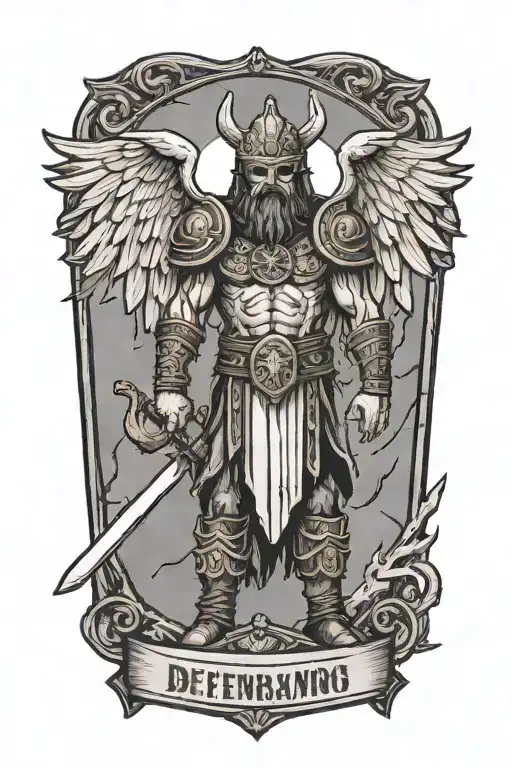 Real Madrid Viking Warrior With Wings Holding A Sign That Says Defendamos El Trono