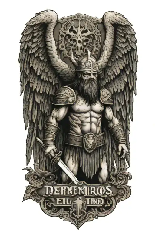 Real Madrid Viking Warrior With Wings Holding A Sign That Says Defendamos El Trono