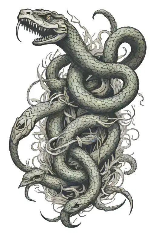 Snake Wrapping Monsters Fight Against Sailors