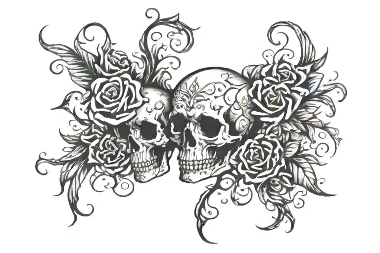Tribal Tattoo Under Breast Skulls And Roses