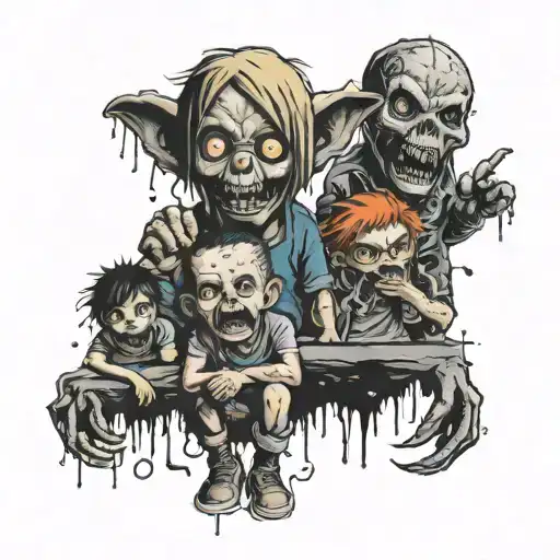 3 Small Evild Bad Kids Hide Kife