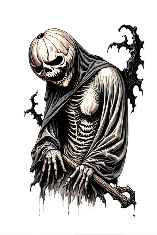 Pumpkin Head Reaper Full Body