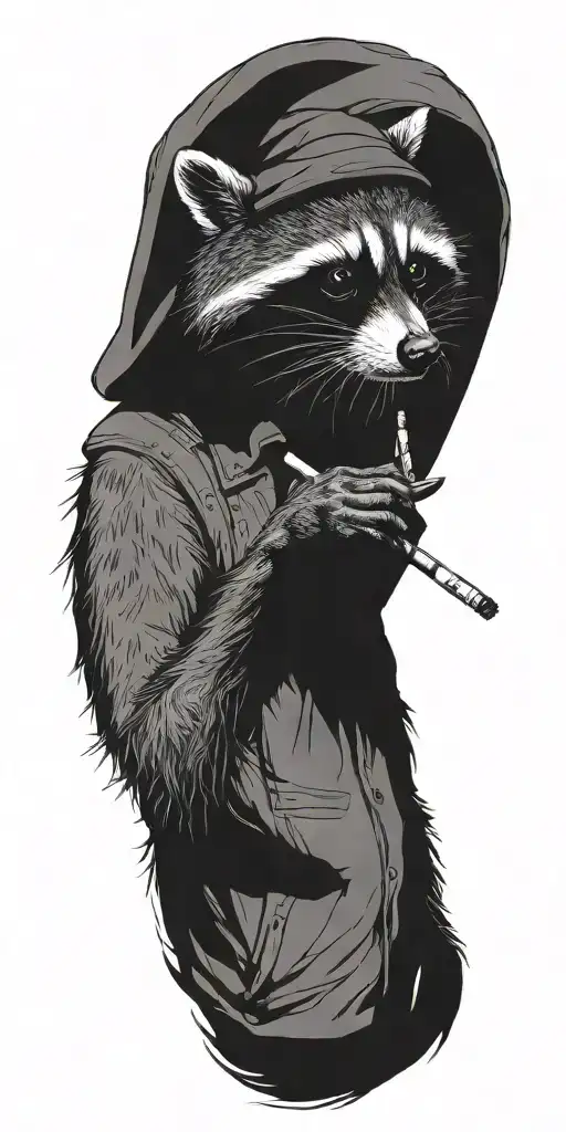 Raccoon Smoking Cigarette