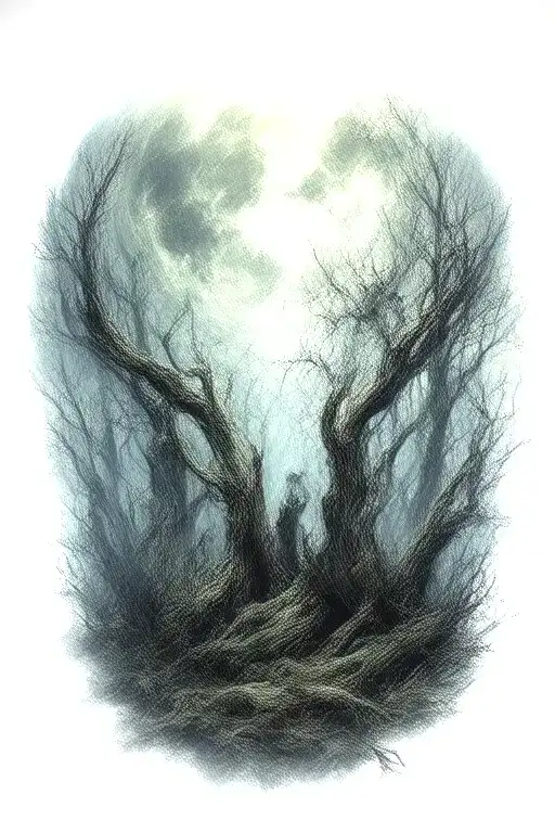 Forest With Huge Moon