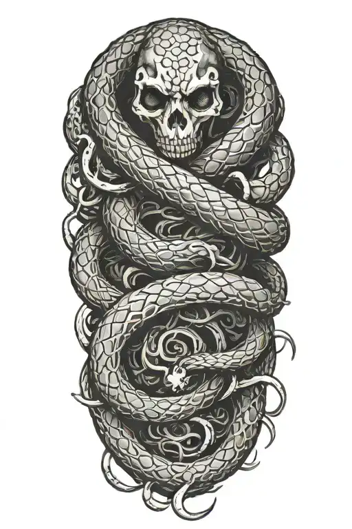 Snake Wrapped Around Bones