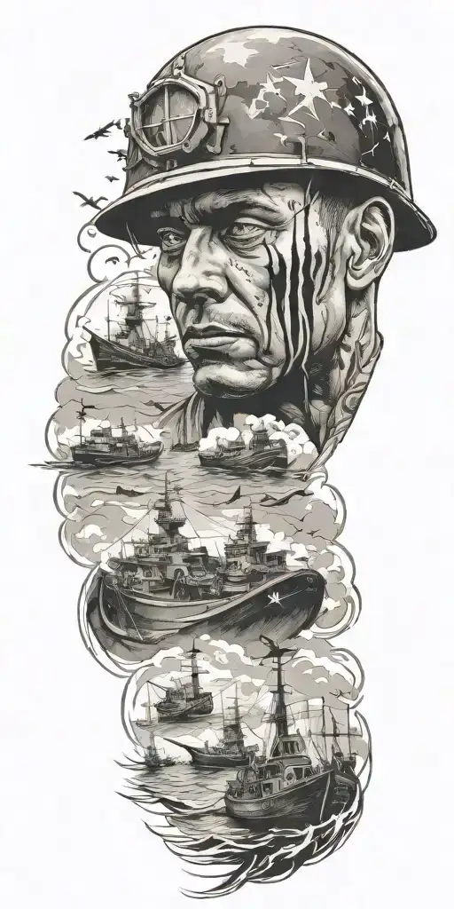 War Soldier With Boats And Planes