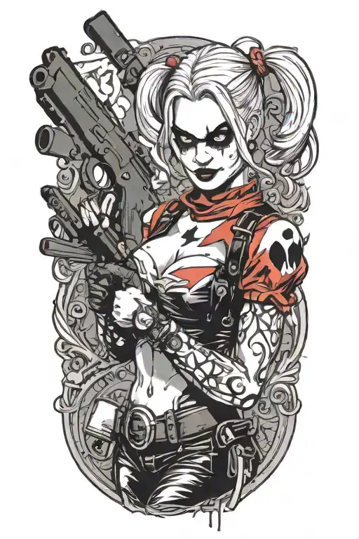 Harley Quinn Holding Gun