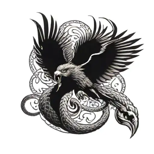 Hawk Swooping Up Snake