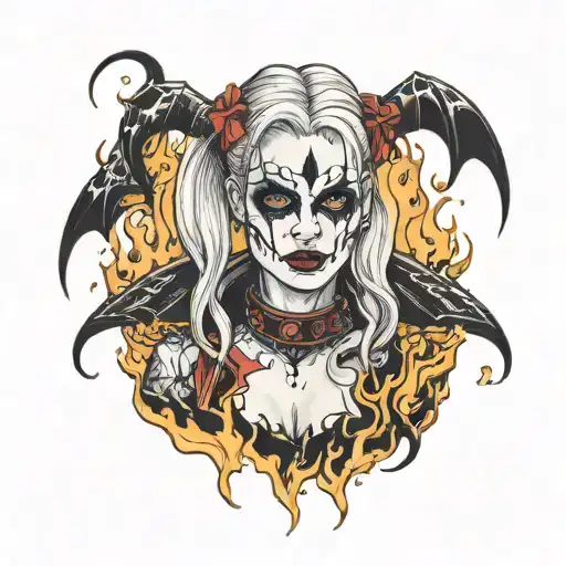 Harley Quinn Standing In Flames
