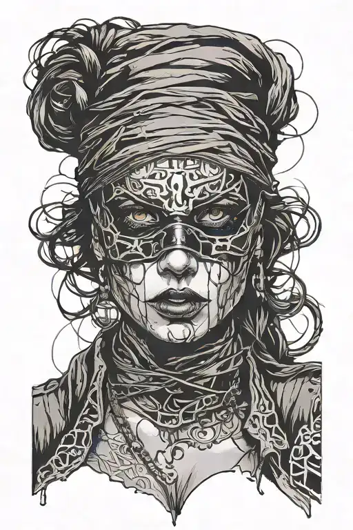 Widow Woman Blindfolded Front Face