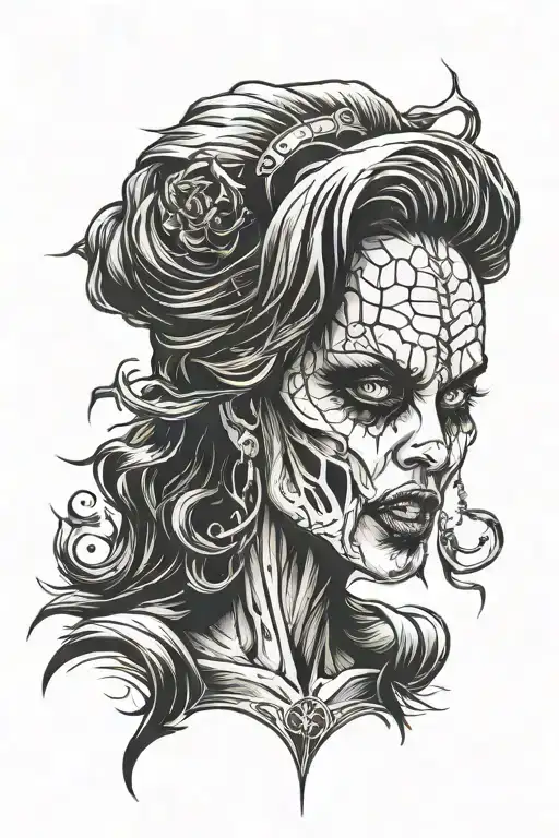 Scary Widow Woman Front Face