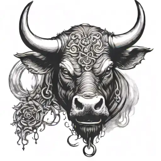 Angry Bull With Ring In Nose