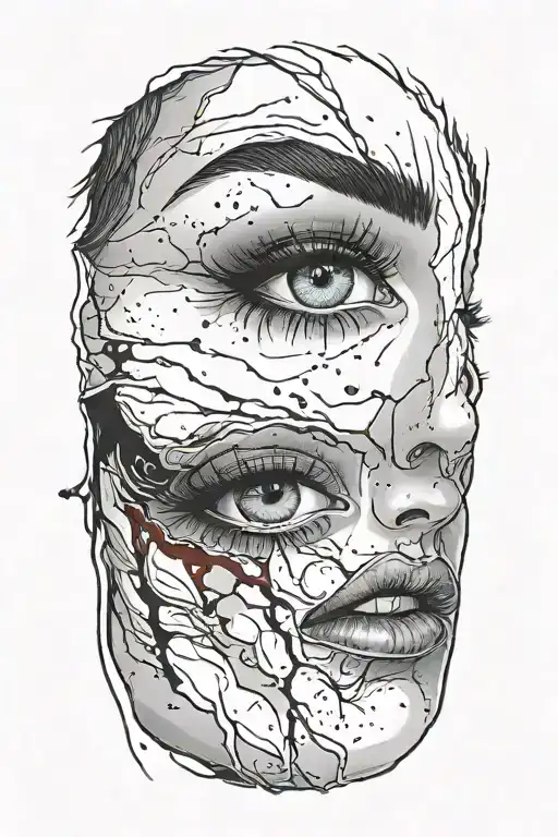 Attractive Posessed Woman Bleeding From Eyes