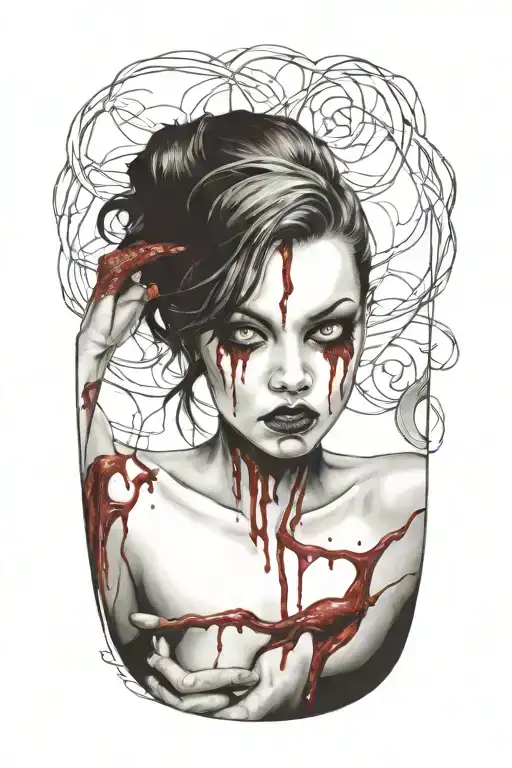 Sexy Nude Evil Woman Bleeding From Eyes