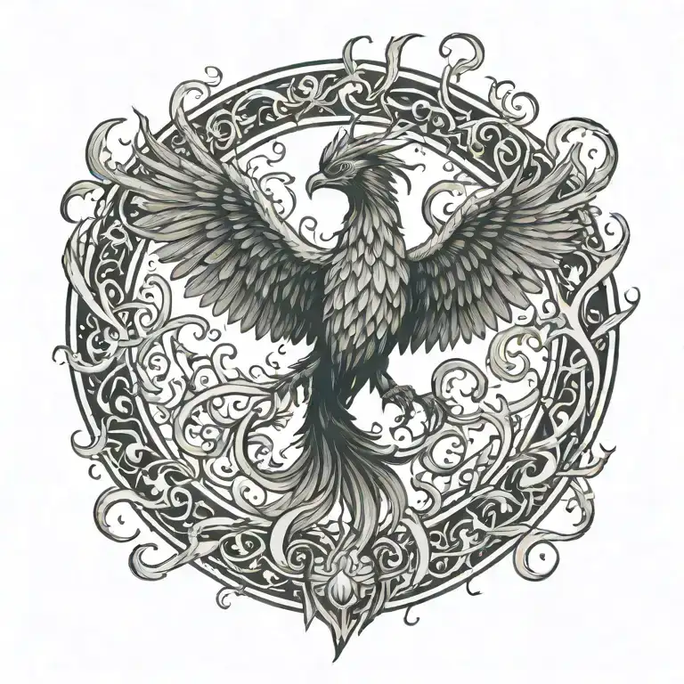 Phoenix Rising From Flames