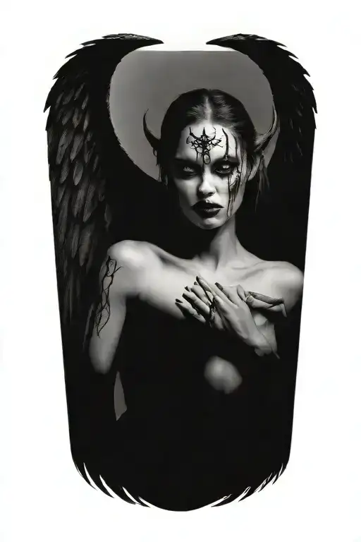 Sexy Nude Winged Demon Woman Bleeding From Eyes