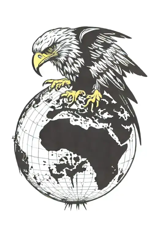 Eagle On Top Of A Globe Made Out Of A Skull