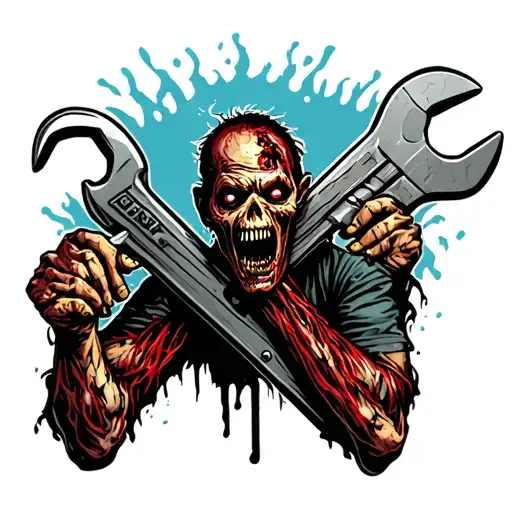 Zombie With Wrench Crossed
