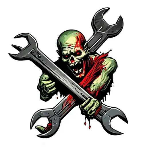 Zombie With Wrench Crossed