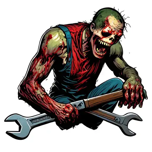 Zombie With Wrench Crossed