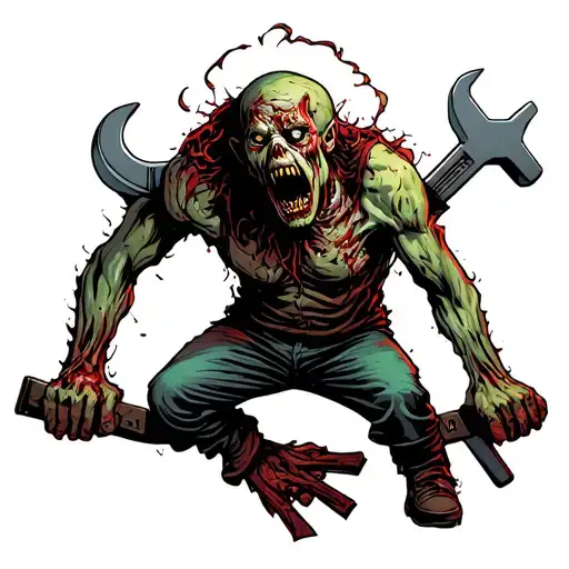 Zombie With Wrench Crossed