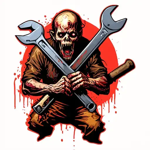 Zombie With Wrench Crossed
