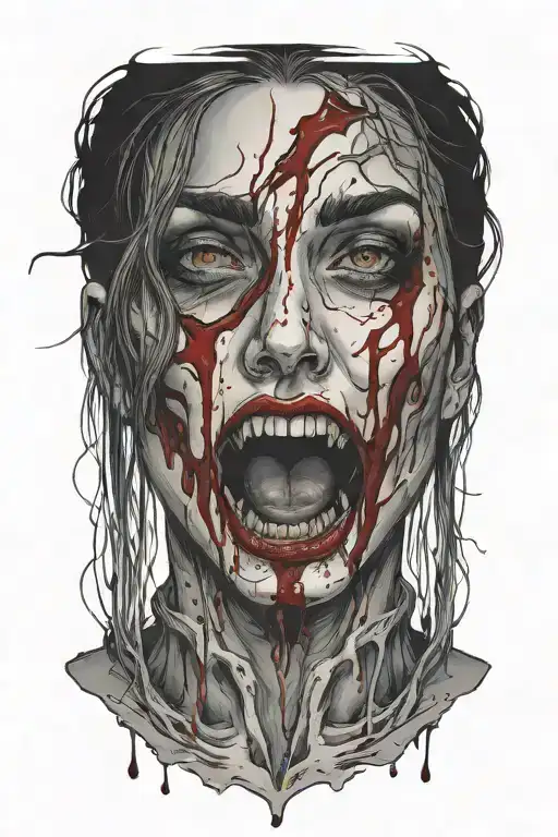 Attractive Evil Woman Bleeding From Eyes