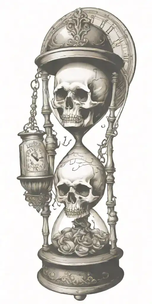 Hourglass With Death And Money Symbol Incorporated