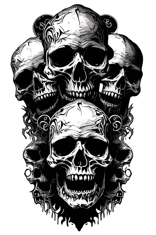 Multiple Skulls Black Inc