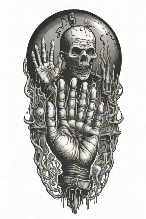 Horror Movie Inspired Tattoo Featuring Iconic Symbols Such As A Balloon And Freddy Krueger Hands