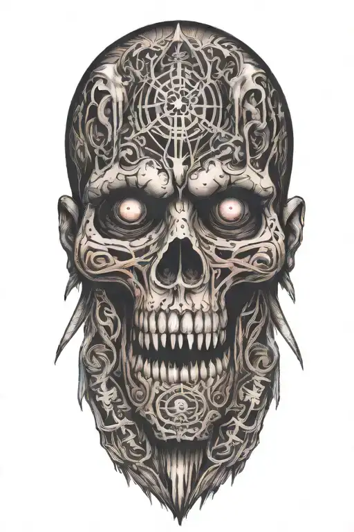 Horror Inspired Tattoo Featuring Iconic Symbols