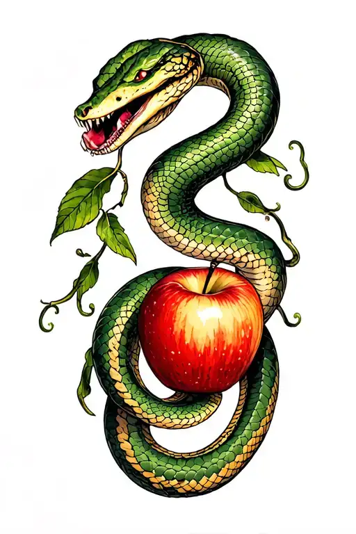 Eve Eating The Apple And Snake Coiled