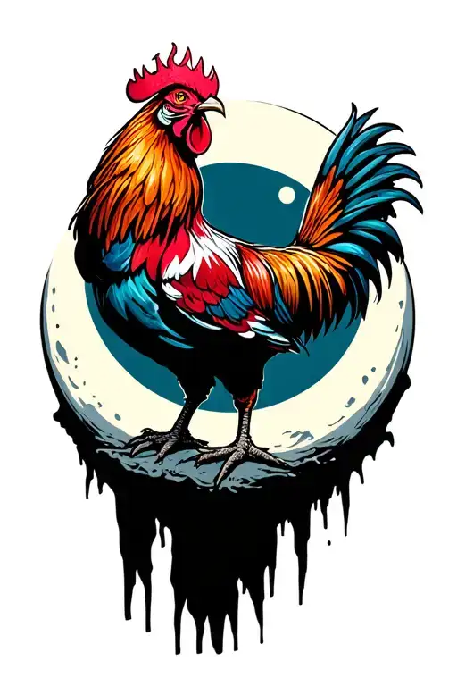 Cool Rooster On The Moon